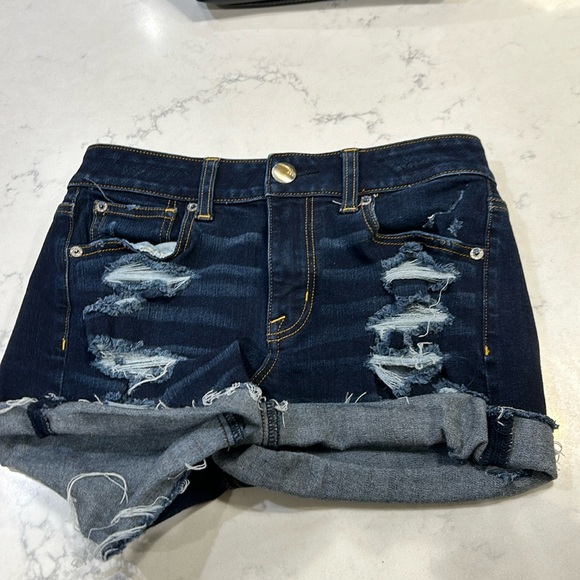 American Eagle Hi-Rise Shortie 360 Super Stretch Ripped 2 - Picture 1 of 8